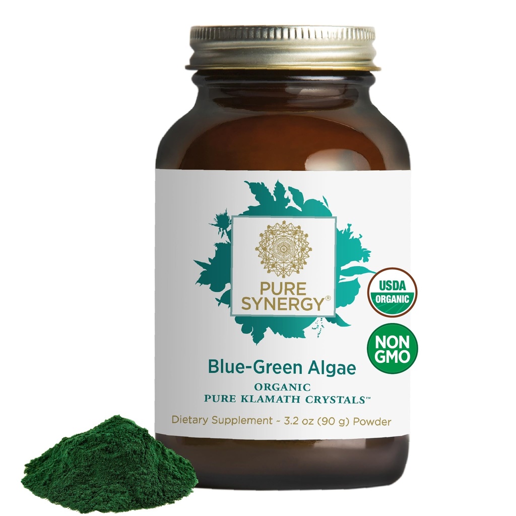 PURE SYNERGY Poudre d'algues bleues-vertes de la poudre super-alimentaire avec chlorophylle de la poudre bio AFA Supplément d'algues bleues de la poudre soutient l'énergie, la clarté mentale et la désintoxication (3.2 oz.)