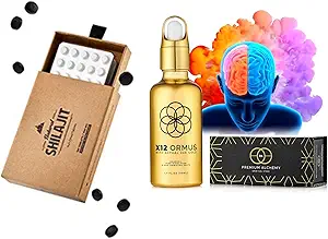 Ormus Monoatomisches Goldkonzentrat (HIGH Potency x12) - 1,7 fl. oz (50 ml) & Natural SHILAJIT Tablets - 120 Count, Sun Dried 100% Pure Shilajit für Herren & Frauen