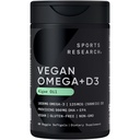 Recherche sportive Oméga-3 végétalien avec vitamine D3 Softgels - Supplément Oméga-3 et 5000iu D3 - Huile de poisson Alternative avec vitamine D Plant-Based Support de l'huile d'algues - 60 légumes softgels pour adultes