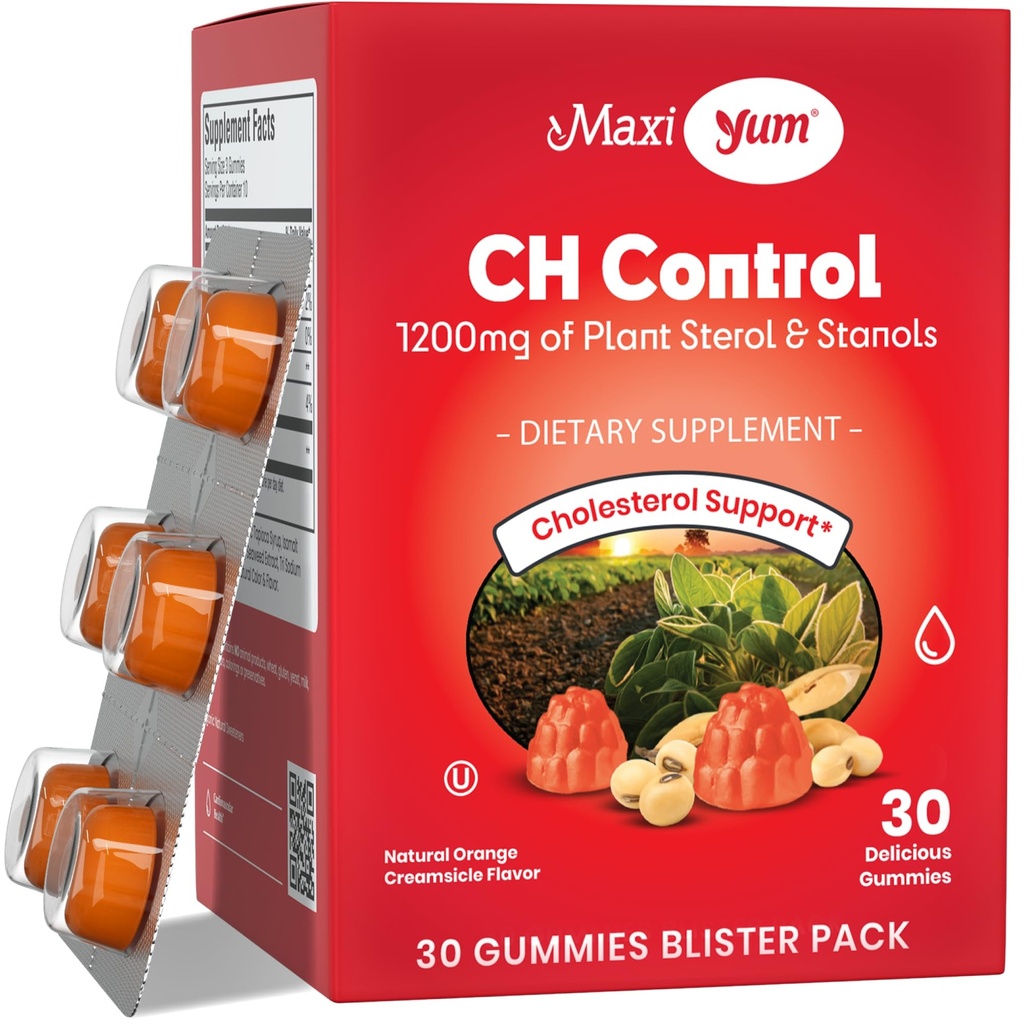 Colesterolo di salute Maxi Gummies per adulti – 1200mg Sterols vegetali e integratori di Stanols – Kosher e Gluten gratis integratori di colesterolo sano – Gummies di aroma d'arancia (30 conte)