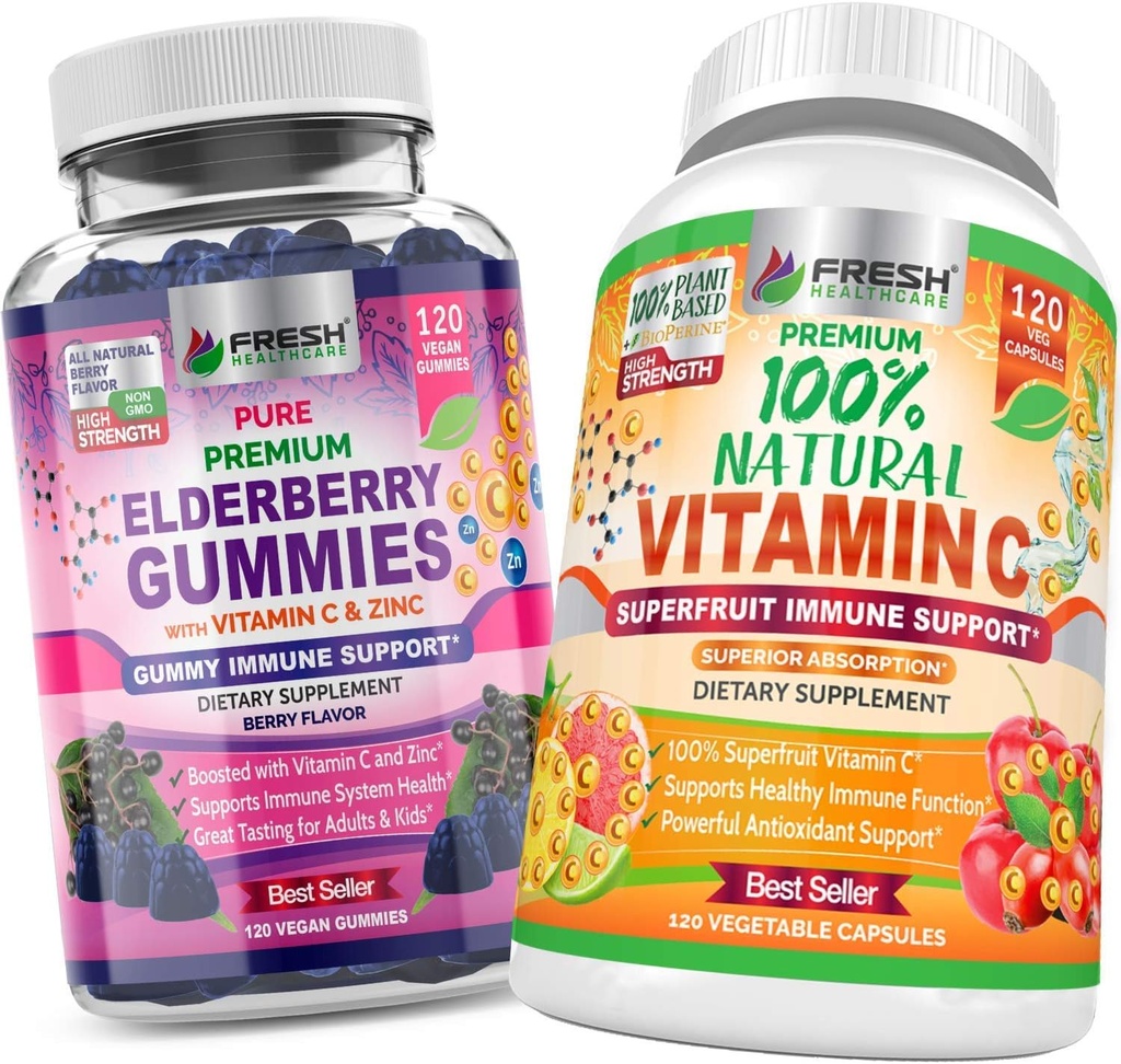Gommies de baies aînées et vitamine naturelle C - Bundle