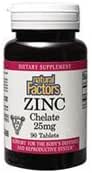 Natürliche Faktoren - Zink Chelate 25mg, Unterstützung für gesunde Haut und Immunfunktion, 90 Tabletten