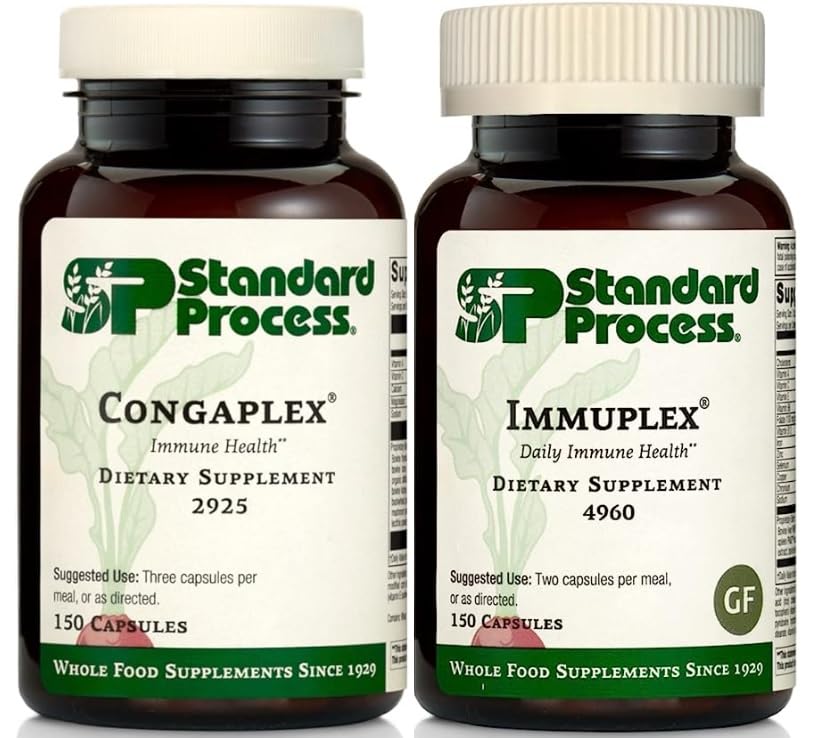 Standard Process Immune Support Bundle - Set Integratore Immuplex & Congaplex - Integratori Alimentari per Supporto Sanitario del Sistema Immune - Integratori senza Gluten con Acido Ribonucleico & Vitamina C