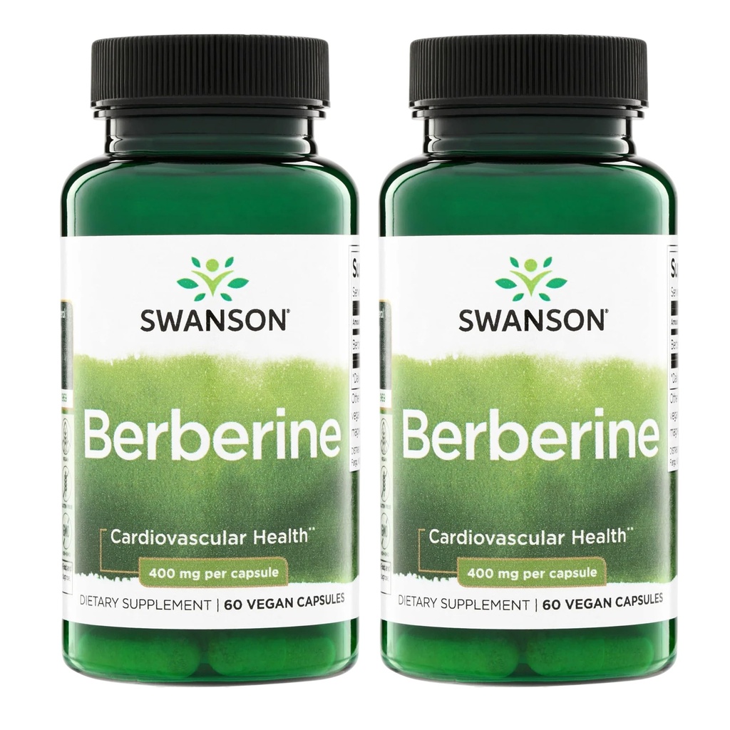 Swanson Berberine - Standardisé 97% Berberine HCl- 400mg Chaque - 60 Capsules 2 bouteilles