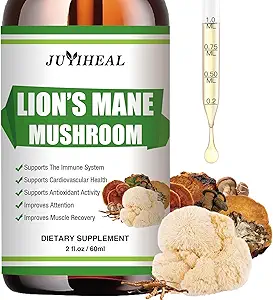 Lions Mane Liquide - Soutien du cerveau, énergie, mémoire et focus - Supplément Lions sans sucre et sans alcool - 2 Fl OZ, 2 mois d'approvisionnement