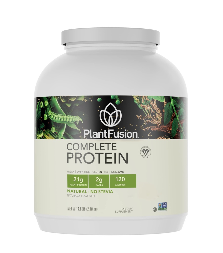 PlantFusion Complete Vegan Protein Powder - Pflanzenbasiertes Proteinpulver mit BCAAs, Verdauungsenzyme und Pea Protein - Keto, Glutenfrei, Non-Dairy, No Sugar, Non-GMO - Natural- No Stevia 5 lb Bulk
