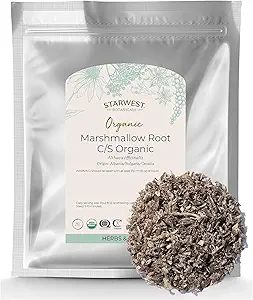 Starwest Botanicals Organic Marshmallow Root - Erbe secca per tè, Loose Leaf Root Herb, Cut & Sifted, Certificato Kosher, Non-GMO - Bulk 1 lb Bag