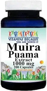 Vitamine Weil Muira Puama Extrakt 1000mg Ergänzung für Männer und Frauen Unterstützung (200 ct)