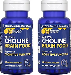 Acetilcolina Brain Food - Acetil L-Carnitina & Alpha GPC Supplemento - Supporti Produzione di Acetilcolina - Neurotrasmettitore Supplemento per Funzione Cognitiva - 120 Capsule
