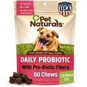 Pet Naturals Daily Probiotic for Dogs, 120M CFUs - Pre and Probiotics for Dogs Digestive Health, Gut Health, Immununterstützung, Durchfall, Allergien und Juckreiz - 60 Chews, Duck Flavor