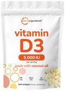 Micro Ingredients Vitamin D3 5.000 IU, 500 Softgels | Virgin Coconut Oil | Cholecalciferol Form | Knochen, Immun- & Herz-Unterstützung | Einfach zu schlucken, Non-GMO