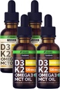 NUSAVA Unflavored D3 K2 Flüssigkeitstropfen und Vanille Flavored D3 K2 Flüssigkeitstropfen Bundle - Potente flüssige Vitamine für Herz, Gelenk, Knochen, Muskel, & Immununterstützung - Non-GMO, Gluten-Free, 2pk Jeder