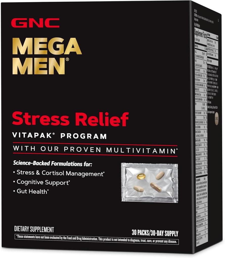GNC Mega Uomo Stress Rilievo Vitapak, Stress & Cortisol Management, 30 Conte
