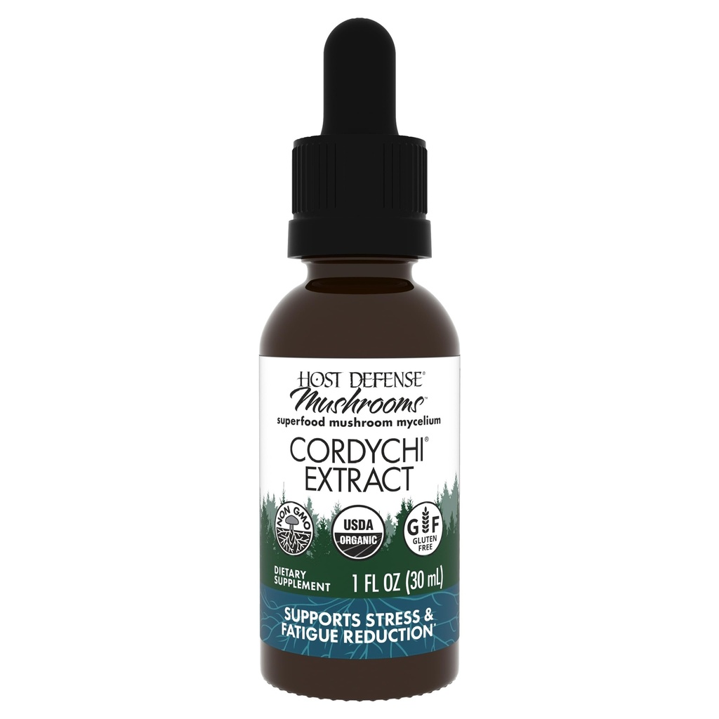 Host Defense CordyChi Extract - Energy & Immune Support Supplement - Cordyceps & Reishi Pilz-Ergänzung für Entspannung & Atemschutz - Hilfsmittel gegen Müdigkeit - 1 fl oz (30 Servierungen)*