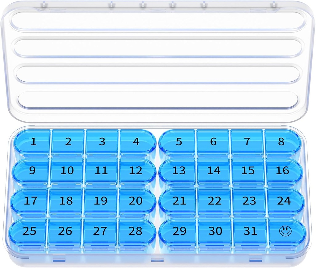 Organizzatore mensile di Zoksi 1 volte al giorno, organizzatore di scatole di pillole di 30 giorni, un mese caso di pillole per il viaggio, 31 giorni contenitore giornaliero di medaglie per vitamine, supplemento & farmaci