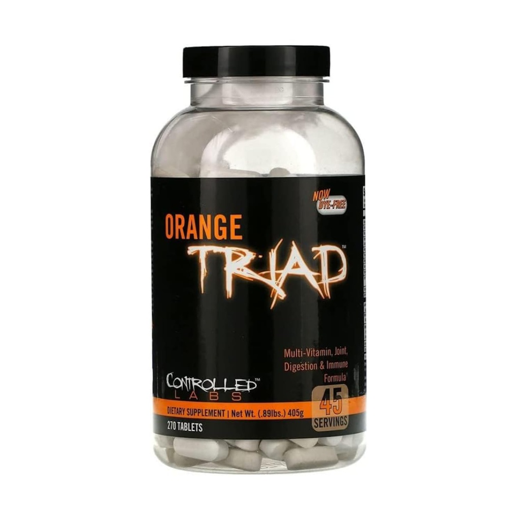 CONTROLLED LABS Orange Triad Daily Multivitamin, Iron Free Sports Supplement for Workout, Digestion, Immune, and Joints, 45 serv - Compresse (270 Count (Pack of 1))