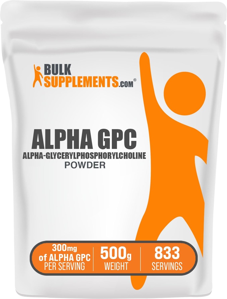 BulkSupplements.com Alpha GPC Powder - Choline Supplements, Alpha GPC 300mg - Unflavored & Glutenfrei, 600mg pro Servierung, 500g (1.1 lbs) (Pack von 1)