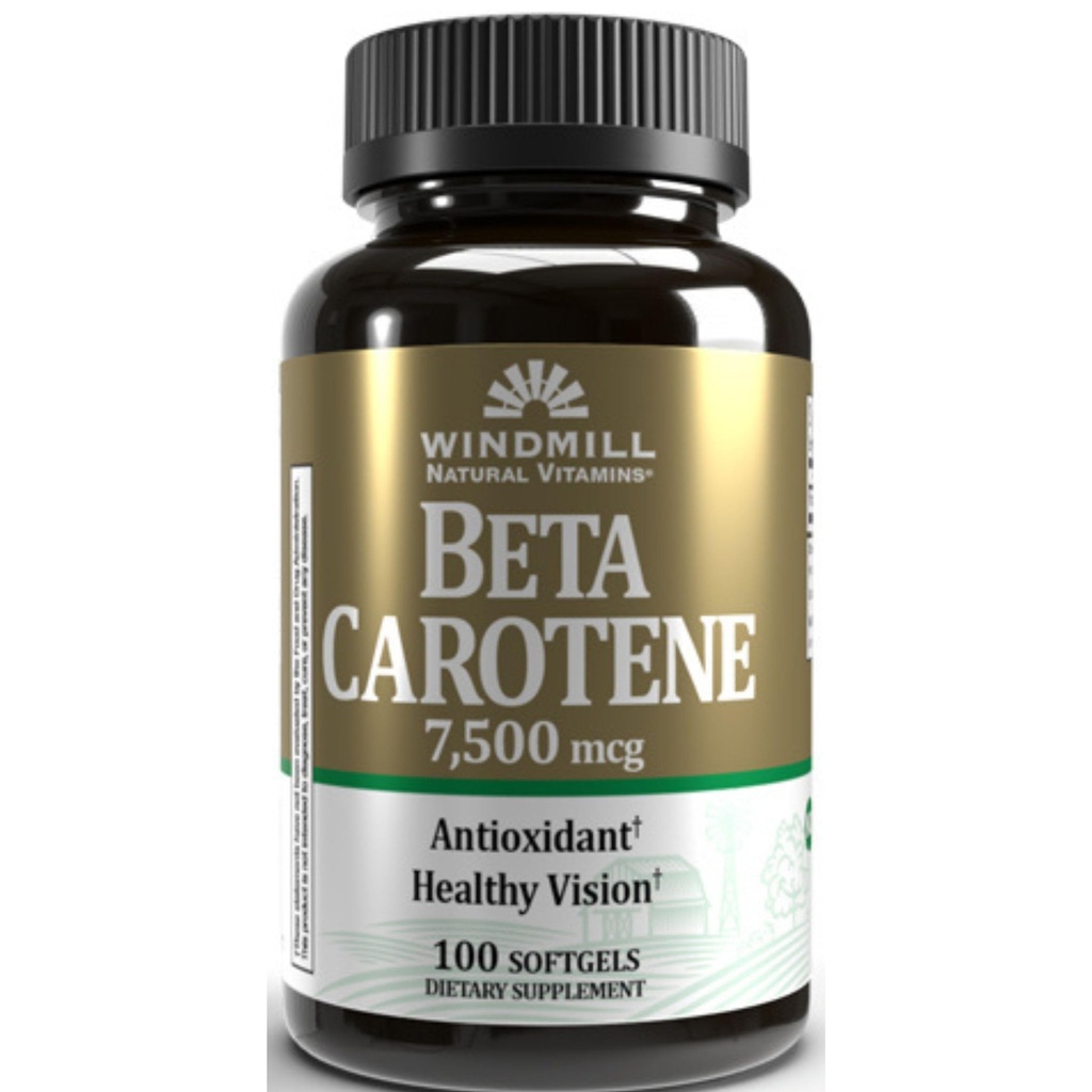 Beta Carotene 25 000 MU softgels par moulin à vent - 100 ea