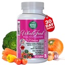 Multivitamines alimentaires entières pour femmes Multivitamines avec folate, B12 Méthyle, Vitamines, Minéraux, Probiotiques et Omégas, Vegan, Non OGM- 90 Capsules (1)