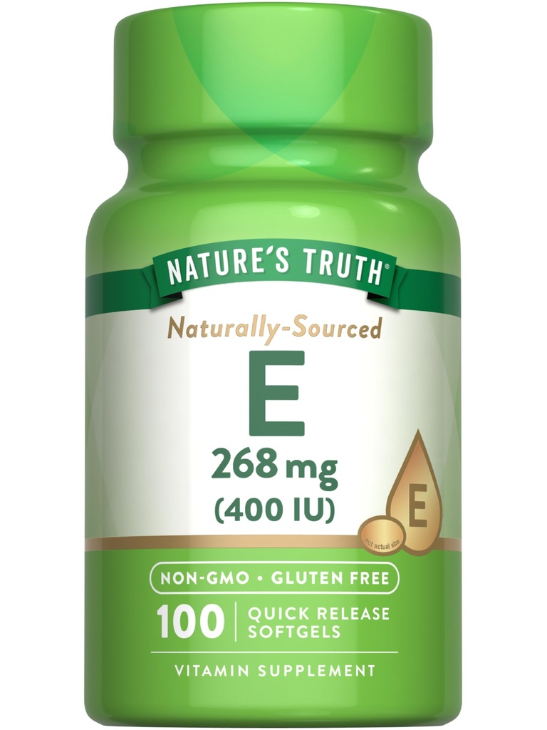 Vitamina E 400 IU Softgels | 268mg | 100 Count | Non OGM & Gluten Supplemento gratuito