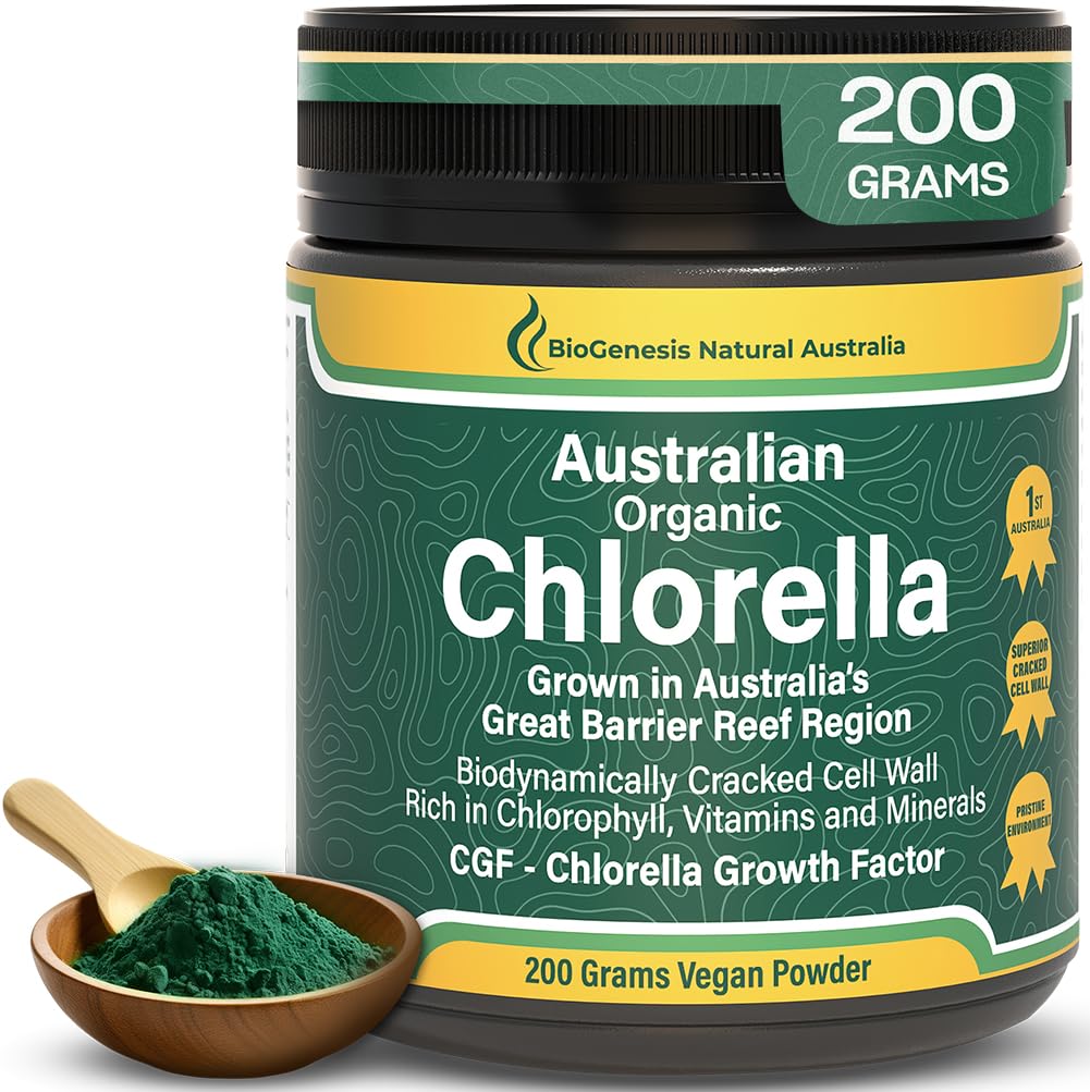 Biogenesis Poudre de Chlorelle biologique – 200g d'Australien Grown.