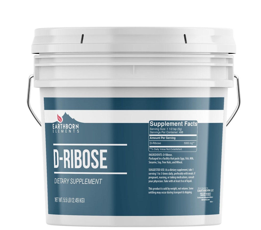 Elementi terrestri D-Ribose 1 Gallone, Pure & Undiluted, Integratore alimentare
