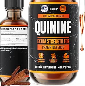 Teinture de quinine HERBIFY - Extrait liquide de quinine pour une digestion saine - Supplément Quinine Cinchona pour une meilleure absorption - Produit fabriqué aux États-Unis - pour hommes et femmes 4oz (120ml)