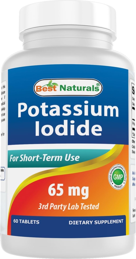 Best Naturals Potassium Iodide 65 mg - Dietary Supplement, 60 Tablets (60 Count (Pack of 1)) (12)