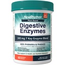 NewRhythm Verdauungsenzyme 245 mg, mit Probiotika und Präbiotika, Pflanzenbasiert, 7 Schlüsselenzyme, Verdauung, Nährstoffabsorption, Protease Amylase & Lipase, 60 Vegankapseln
