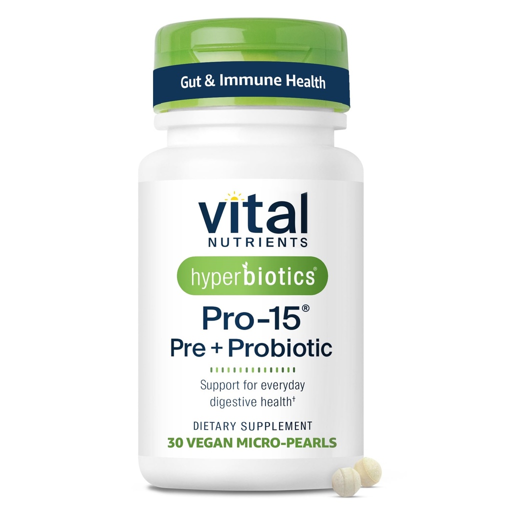 Hyperbiotiques Nutriments vitaux Pro-15 Prébiotiques et probiotiques pour les femmes et les hommes