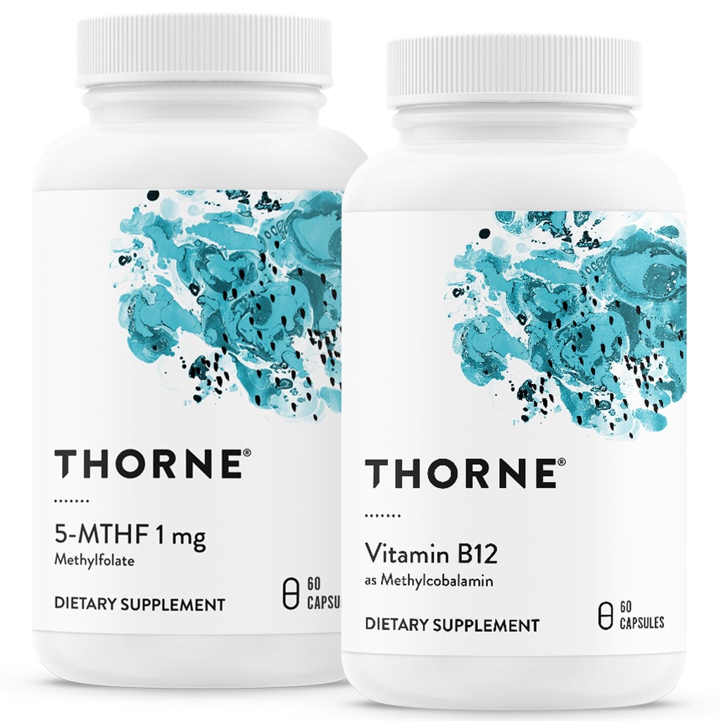 THORNE - 5-MTHF & Vitamin B12 Bundle - Herz-Kreislauf- & Nerve-Unterstützung - 60 Portionen