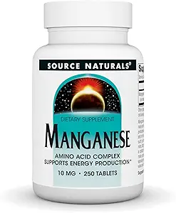 Source Naturelle Manganèse 10mg Supplément de chélate d'acide amino - 100 comprimés (paquet de 2)
