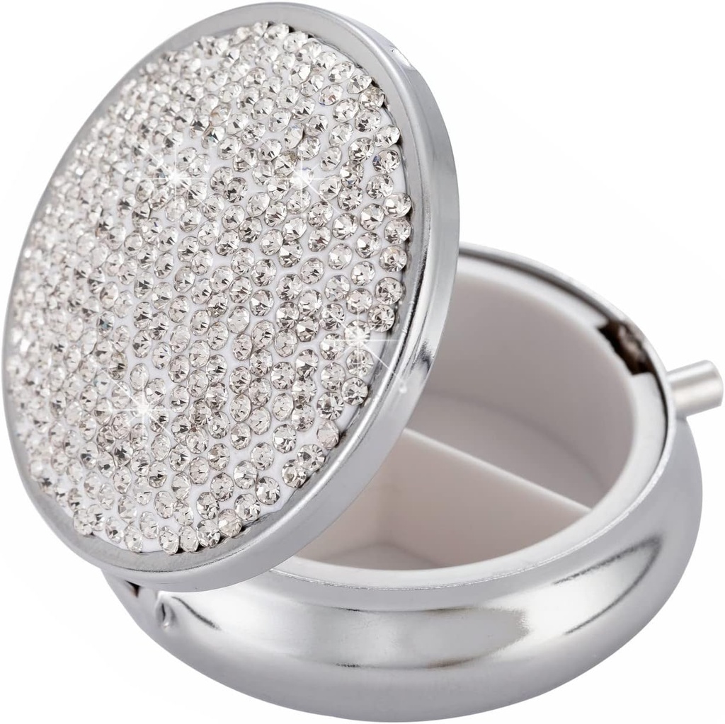 Medizin Organizer Box Pocket Pharmacy Bling Travel Pille Case Box für Geldbörse Mini Pille Halter Organizer Kleine Pille Behälter für Vitamin (Silber)