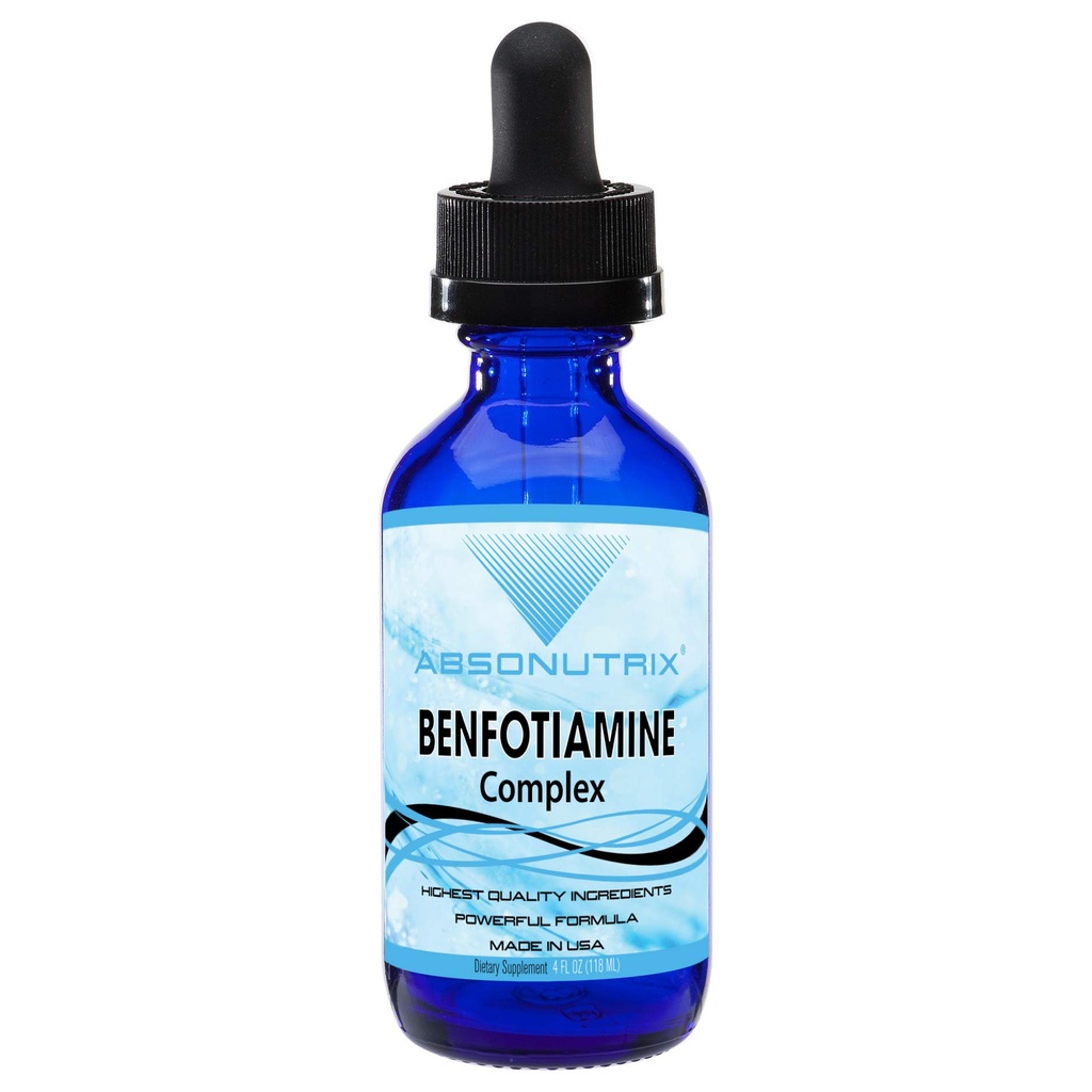Absonutrix Benfotiamine Complex 300 mg, Bottiglia 4 Fl Oz, 200 Serve, Alta Biodisponibilità, Ingredienti Potenti, Assorbimento Rapido, Cruelty-Free, Non-GMO, Testato di terze parti, GMP-Certified, Made in USA