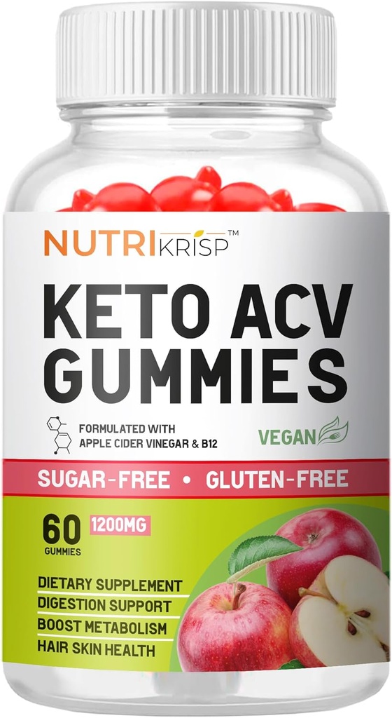 Keto ACV Gummy - Sugar-Free Gluten Free Pro Active Super Apple Cider Essig Ergänzung für Männer Frauen - Unterstützung Verdauungshaar Haut (1200MG)