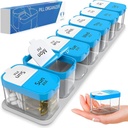 Extra Large Weekly Pill Organizer - XL Daily Pill Box - 7 Tage Am Pm Pille Case Jumbo Pille Container für Ergänzungen Big Pill Holder zweimal ein Tag überdimensioniert (blau/weiß)