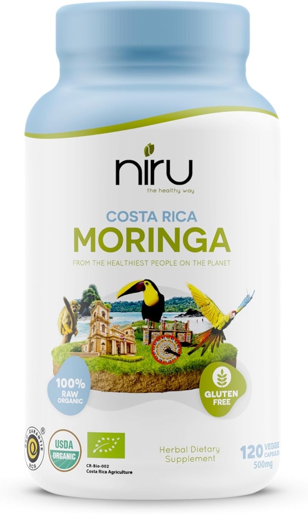 Niru Life Blue Zone Estratto di caffè verde dalla Costa Rica, 100% energia organica, Metabolismo e supporto immunitario, 120 capsule, 500mg