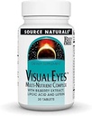 Fonte Naturals Visual Eyes Integratore alimentare - Multi-Nutriente Complesso con Estratto di Bilberry, Acido Lipoico e Lutein - 30 compresse