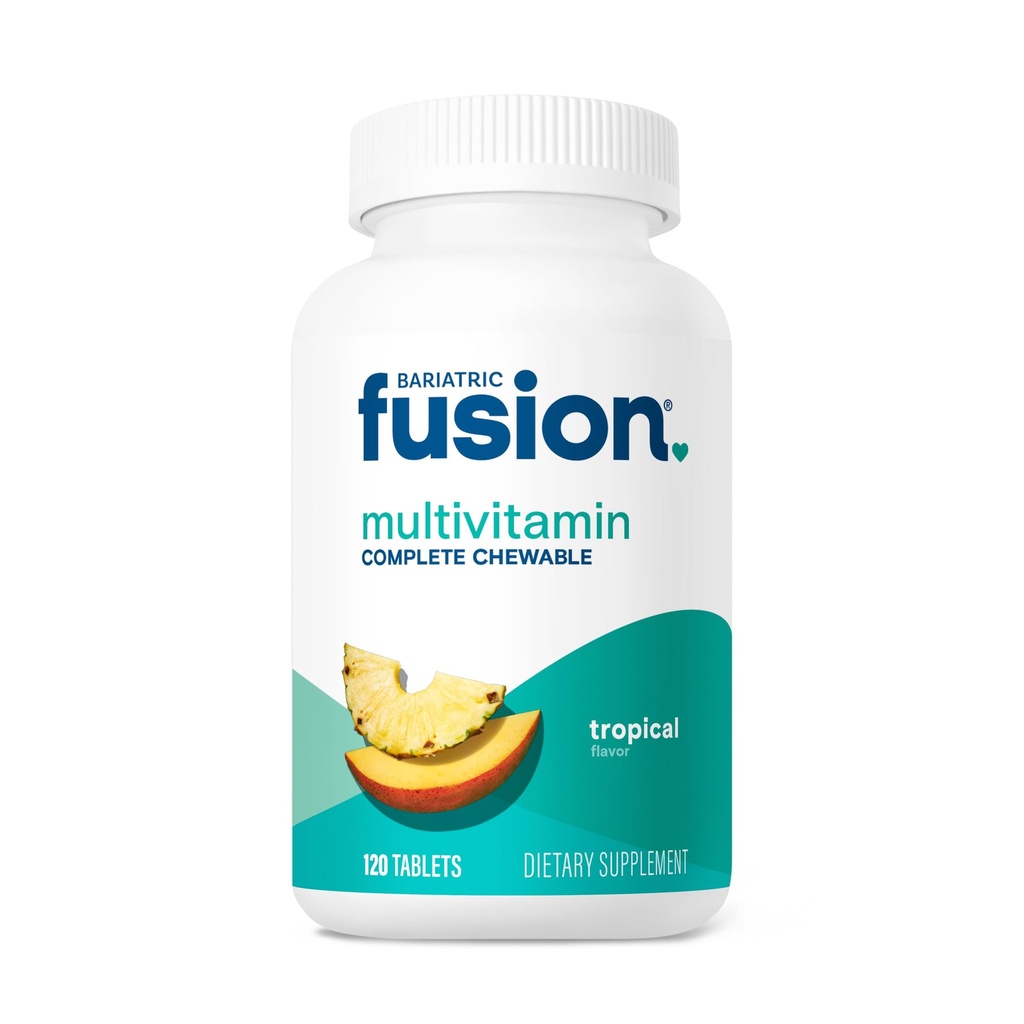 Bariatric Fusion Bariatric Multivitamin with Iron Complete Chewable | Tropical Flavor | Post Bariatric Vitamins for Gastric Bypass and Maniche Gastrectomy | One Month Supply