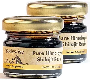 Be Bodywise Pure Himalayan Organic Shilajit Resina - Confezione da 2 I Lab Testato I 100% Autentico & Naturale I 75%+ Acido Fulvico & 85+ Minerali Trace | Metalli pesanti Free I per Uomini & Donne I 600 mg I 60 gm.