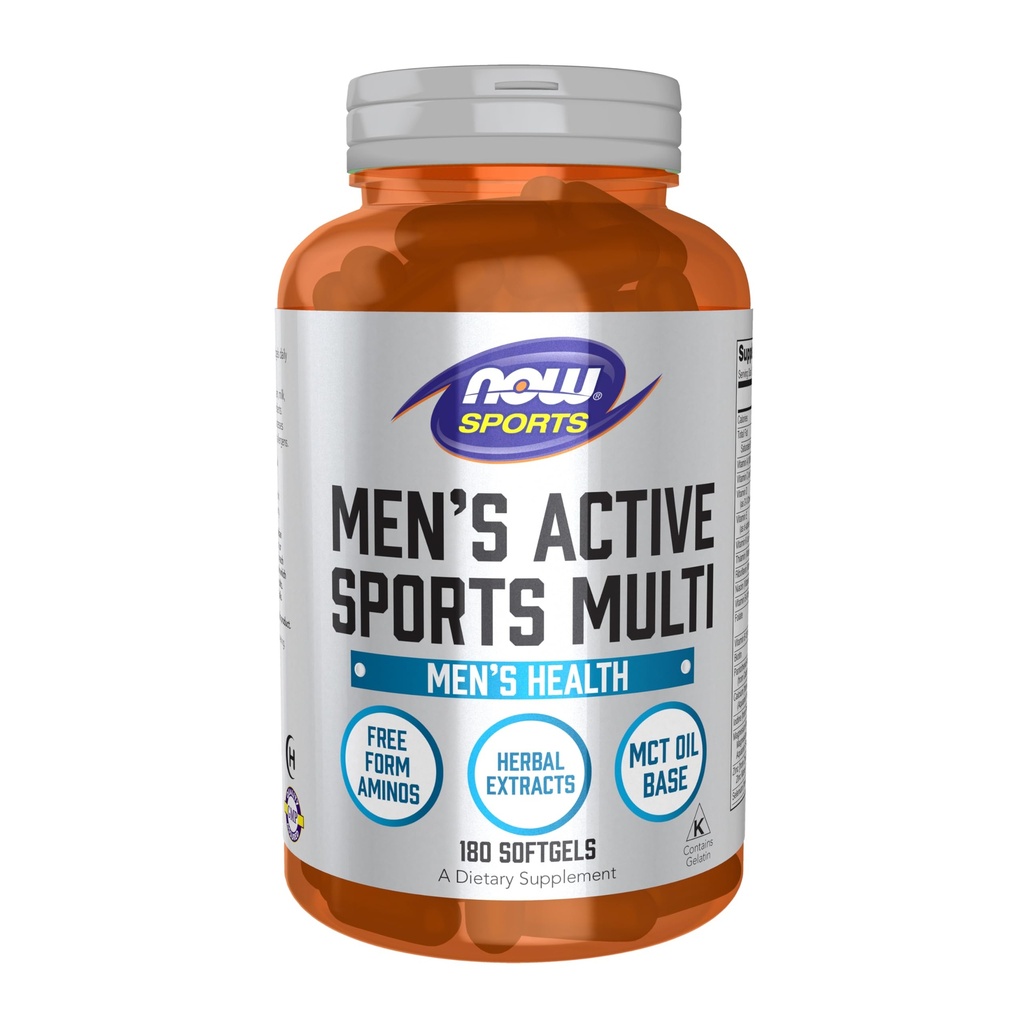 NOW Foods Sports Nutrition, Men's Extreme Sports Multi mit frei geformten Aminosäuren, ZMA®, Tribulus, MCT Oil und Kräuterextrakte, 180 Softgels