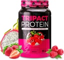 Nutriologie TRIPACT Poudre de protéines - 7-en-1 Remplacement des repas Shake with Grass Fed Whey Poudre de protéines, pois, riz, verts pour la récupération des muscles et l'immunité, parfum de Superberry, 40 portions