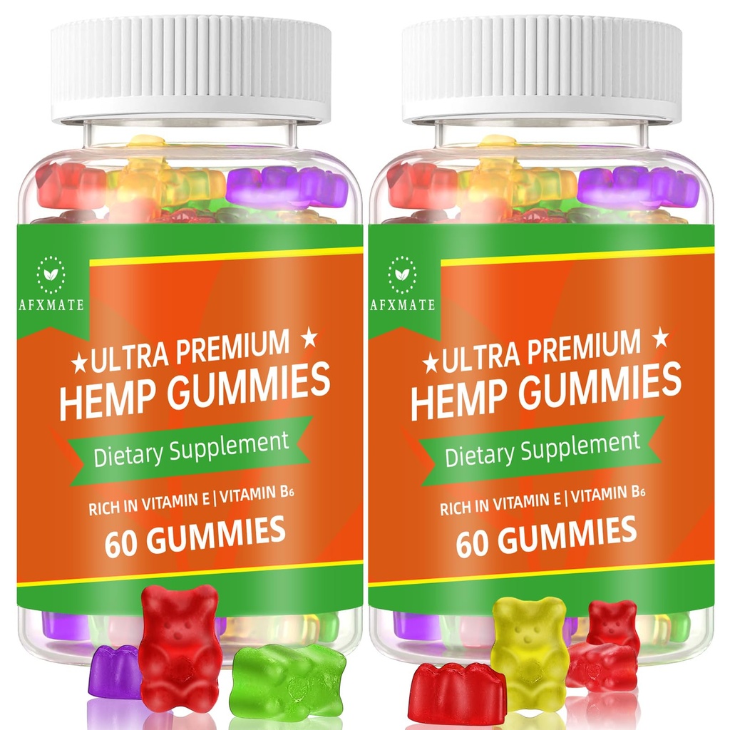 (2 Pack) Hanfgummis, fruchtig Edibles Gummy Advanced 100% Natürliche hochpotenz Hanf Seed Extract Gummies - 120 Gummies