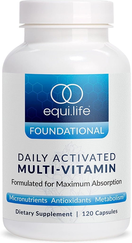 Equilife Daily attivato Multivitamin, 21 Nutrienti essenziali con B Complex, Formula antiossidante per il benessere generale, senza glutine, non OGM, 120 capsule