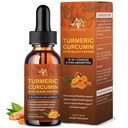(2 Pack) Organic Turmeric Curcumin Supplement mit schwarzem Pfeffer und Ginger - Flüssige Kurkuma Extrakt Tropfen (mit Zimt, Rosmarin) - Mobilität und Flexibilität Unterstützung und Verdauungsgesundheit - 1 Fl Oz