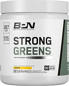 BARE PERFORMANCE NUTRITION, BPN Strong Greens Superfood Powder, Verbesserte Verdauung, Erhöhte Energie, Immunsystem Unterstützung, Sweet Mint, 30 Portionen