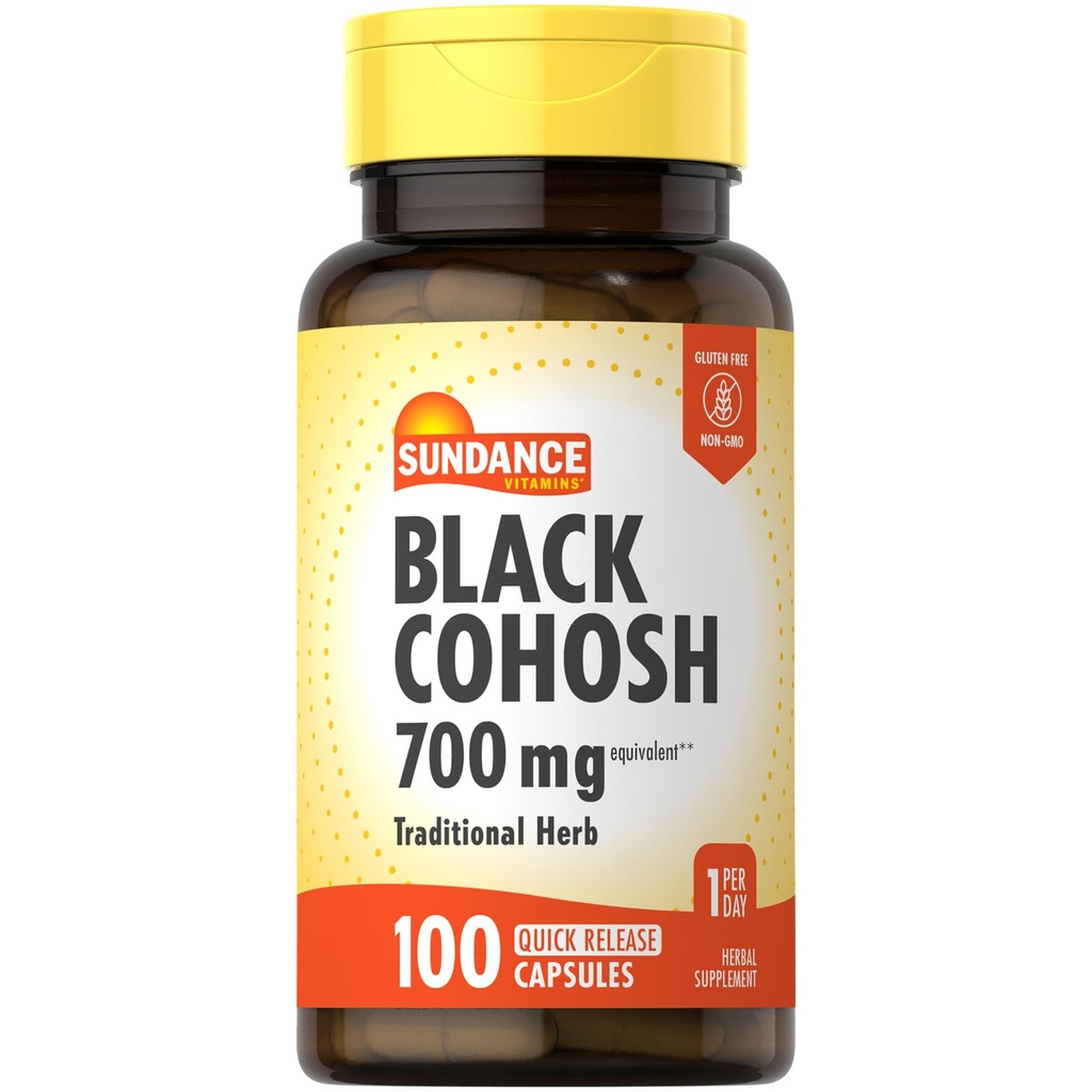 Sundance Black Cohosh 700mg | 100 Quick Release Kapseln | Traditionelle Kräuter | Non-GMO und glutenfreie Ergänzung