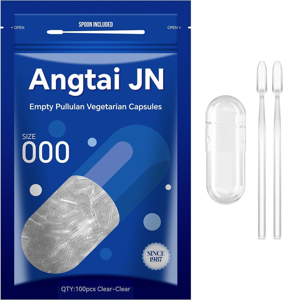 Leere Kapseln Größe 000 - Clear Fillable Vegan Kapseln (100 Count) Größe 000 Leere Pullulan Kapseln mit zwei Micro Lab Spoons,- Veggie Kapseln Leere Kapseln für DIY Ihre eigenen Ergänzungen