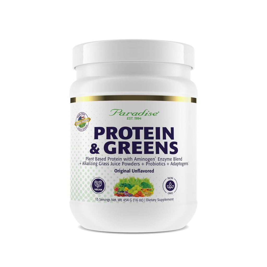 Paradisiaci Erbe ORAC Energia Proteine & Verdi Polvere, Potere Antiossidante di 24 Serve di Frutta & Verdura in 1 Scoop + 20g Proteine, Non aromatizzato, 15 Serve