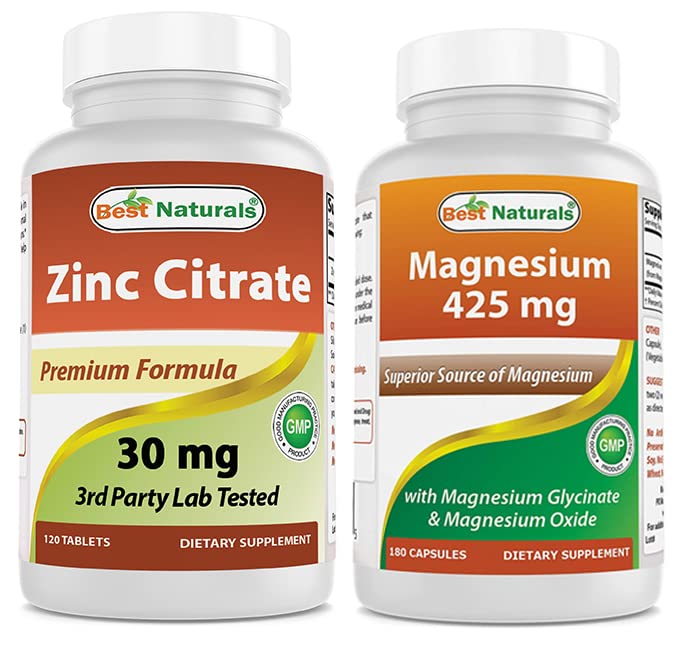 Citrate de zinc 30 mg et glycinate de magnésium 425 mg